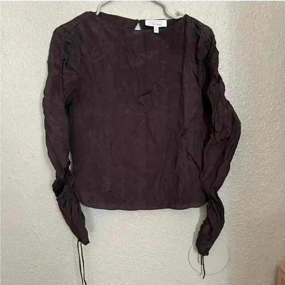 &other stories black top. Blouse longsleeve satin - Picture 1 of 7